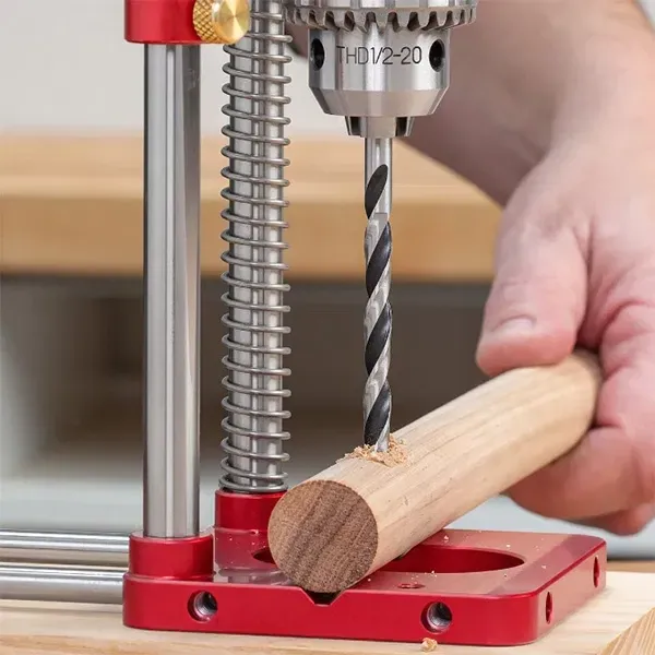 Drill Press Guide for Handheld Drills - Portable & Adjustable Woodworking Jig