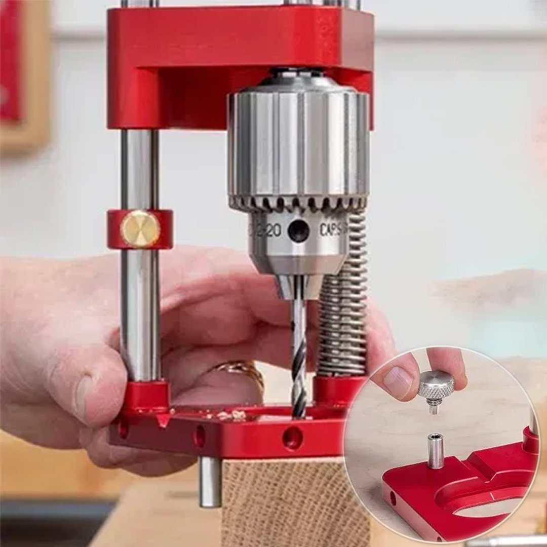 Drill Press Guide for Handheld Drills - Portable & Adjustable Woodworking Jig