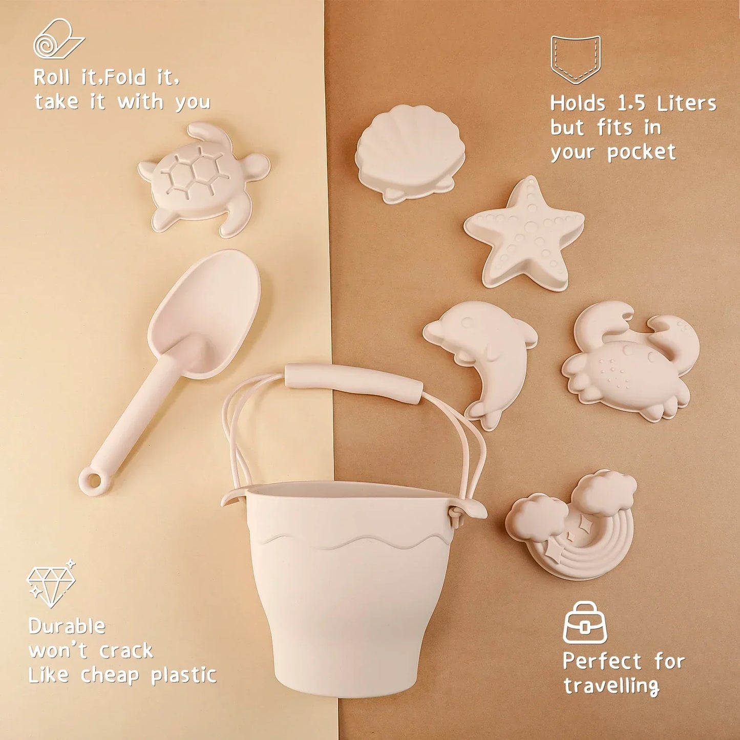 Eco-Friendly Silicone Beach Bucket Sand Toy Set