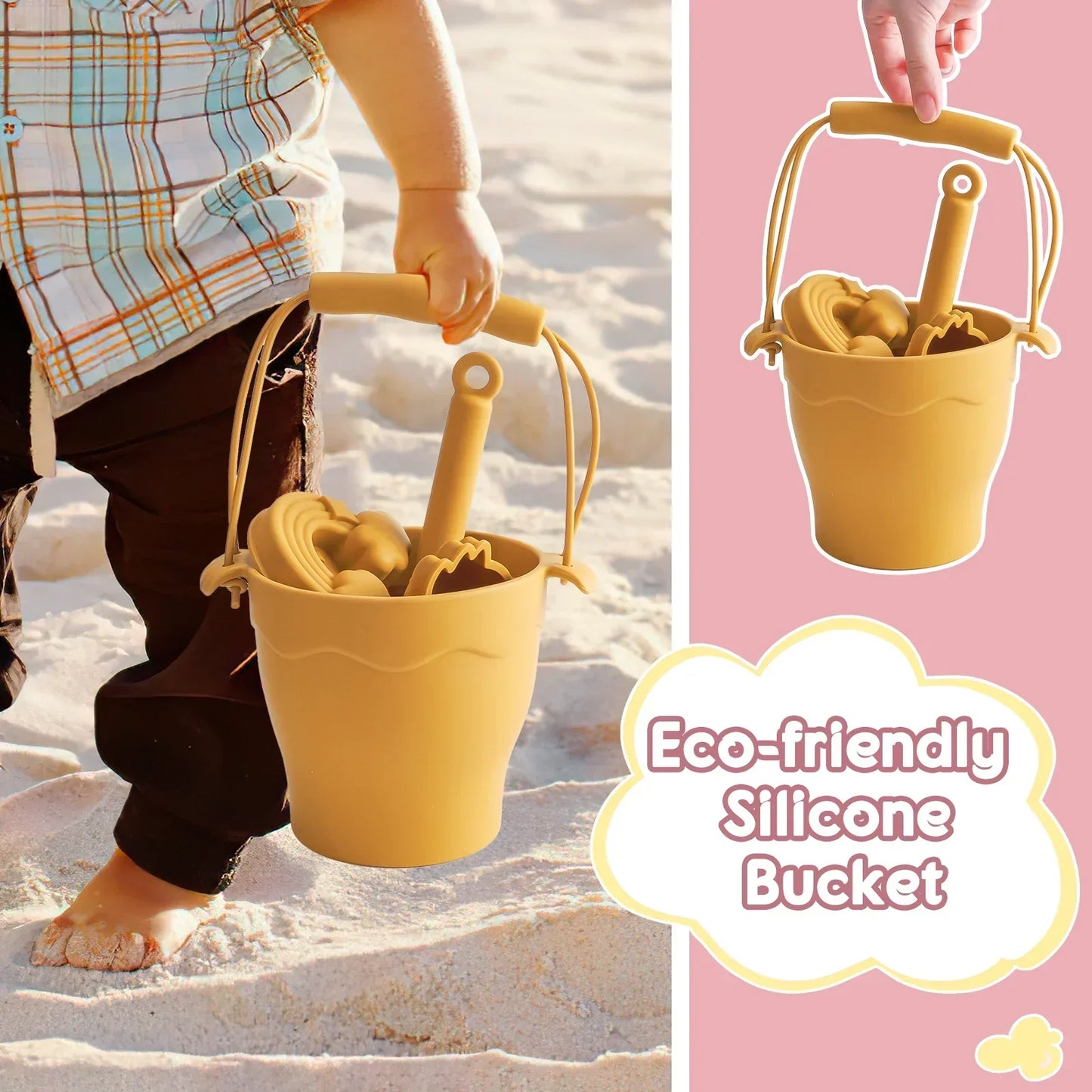 Eco-Friendly Silicone Beach Bucket Sand Toy Set