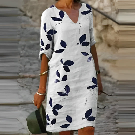 Effortless Stylish Women's Floral Midi Dress with V-Neck