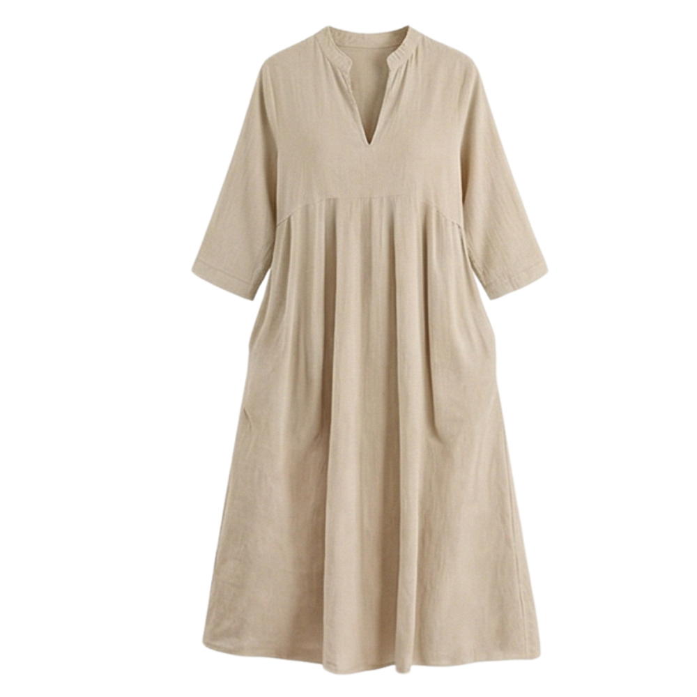 Elara – Women's Soft Midi Dress with Pockets