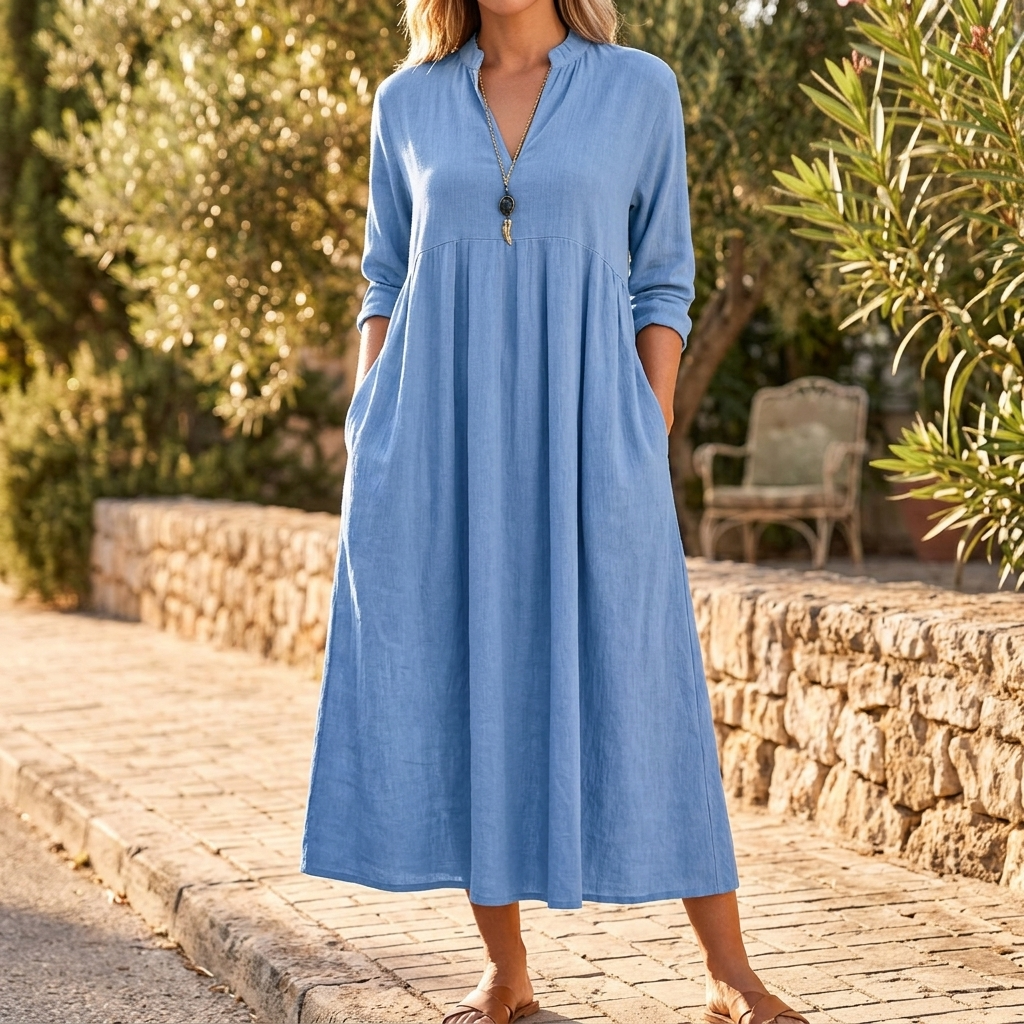 Elara – Women's Soft Midi Dress with Pockets