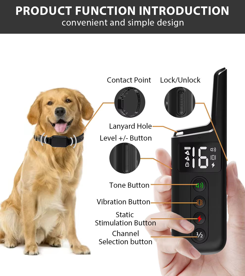 Electric Dog Training Collar – 500m Remote Control, Waterproof IPX7, Shock, Vibration & Sound Modes