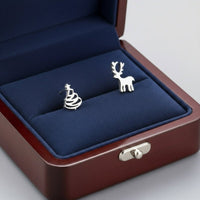 Elegant 925 Sterling Silver Christmas Stud Earrings with Sparkling Shine