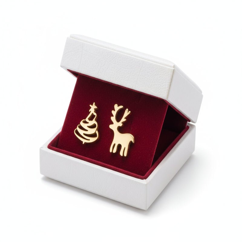 Elegant 925 Sterling Silver Christmas Stud Earrings with Sparkling Shine