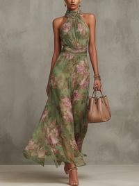 Elegant Boho Green Maxi Dress for Formal Wedding Guest Style
