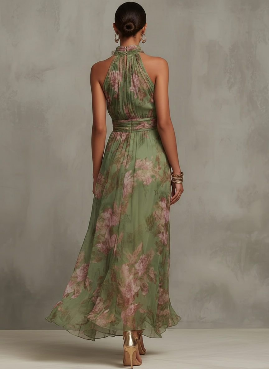 Elegant Boho Green Maxi Dress for Formal Wedding Guest Style