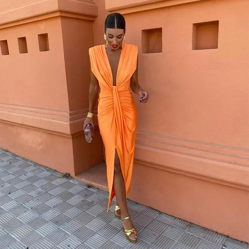 Elegant Pleated Maxi Dress