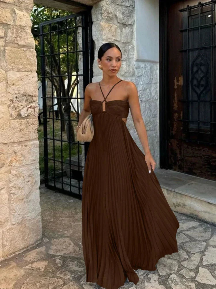 Elegant Pleated Maxi Dress for Any Occasion