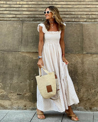 Elegant Sleeve Smocked Maxi Dress