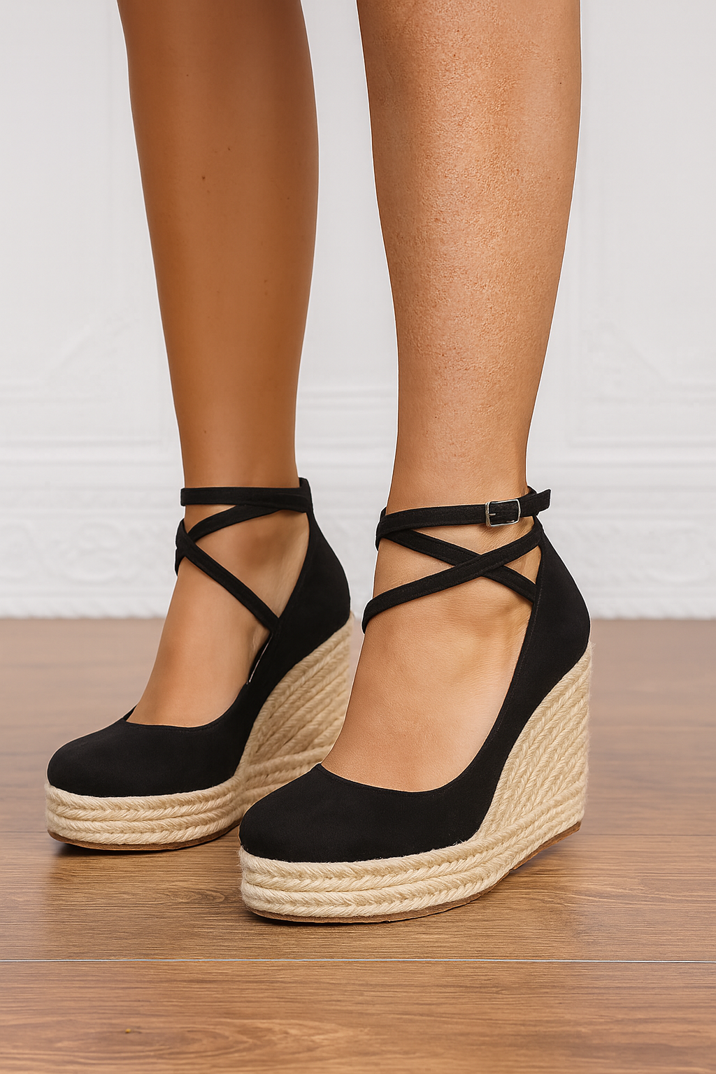 Elegant Strappy Wedge Platform Heels