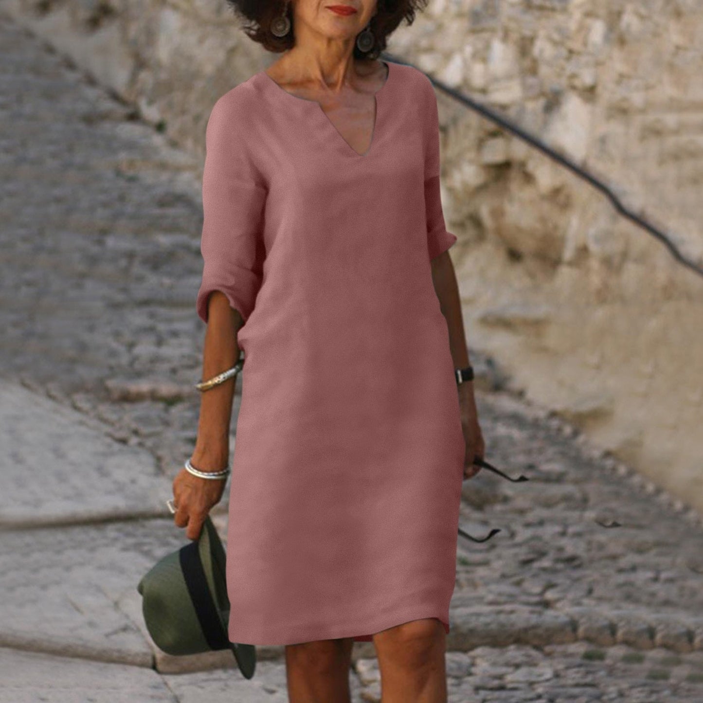 Elegant Summer Dress With V-Neck
