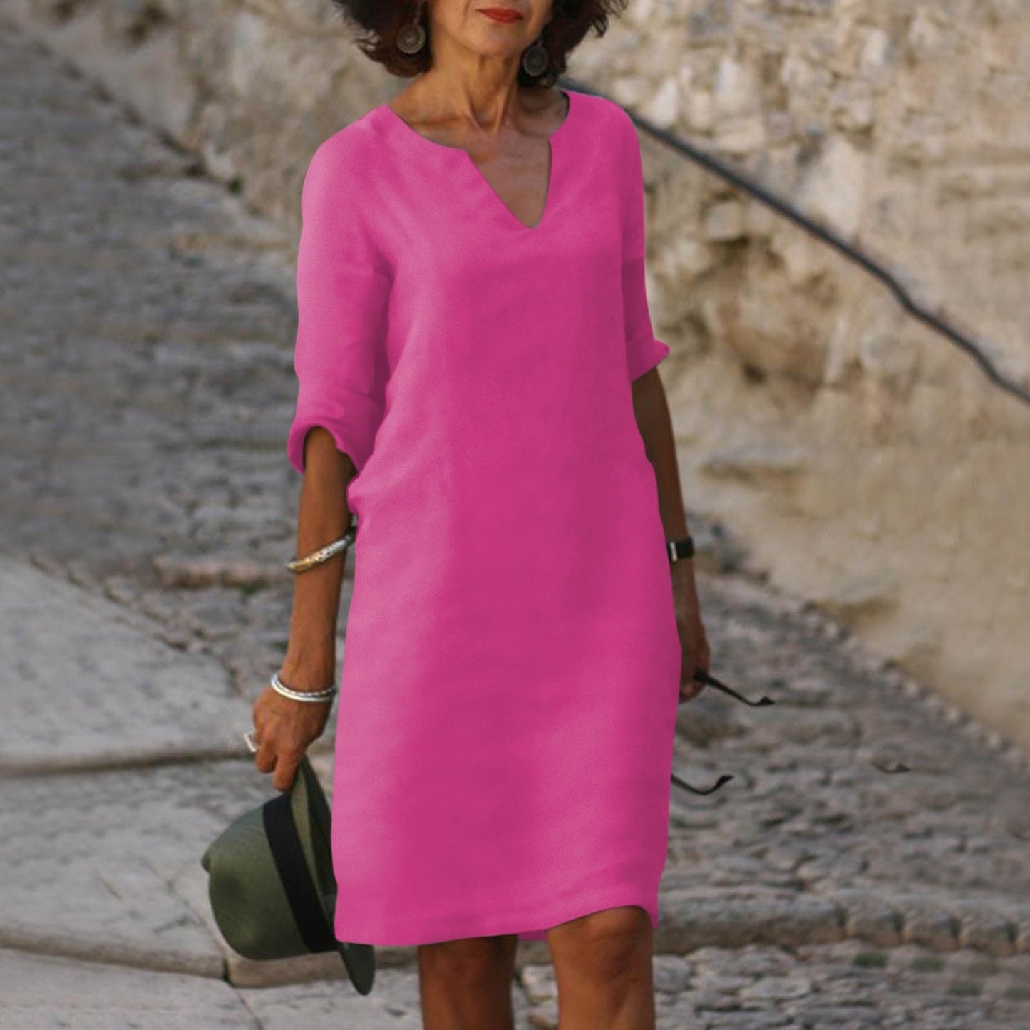 Elegant Summer Dress With V-Neck
