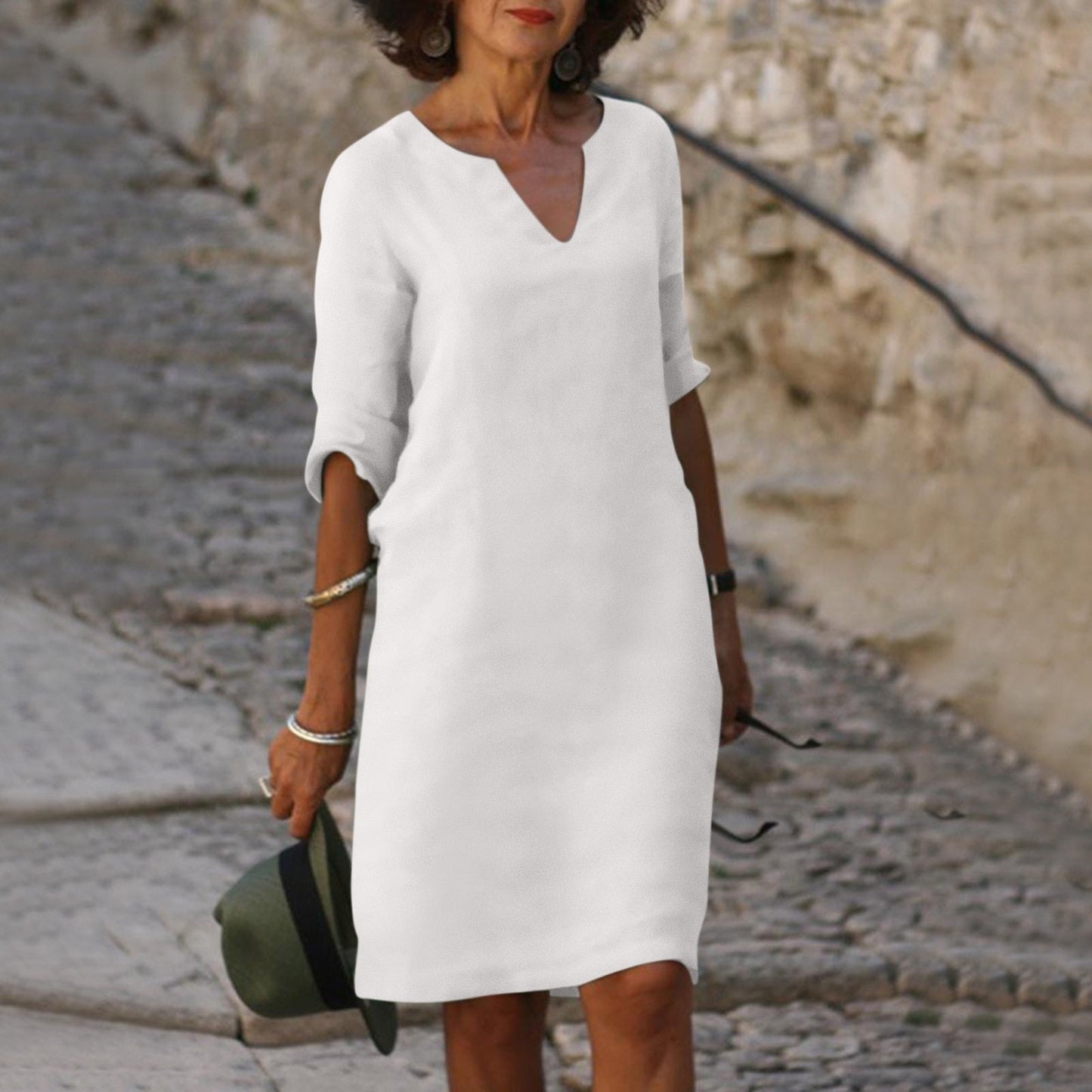 Elegant Summer Dress With V-Neck