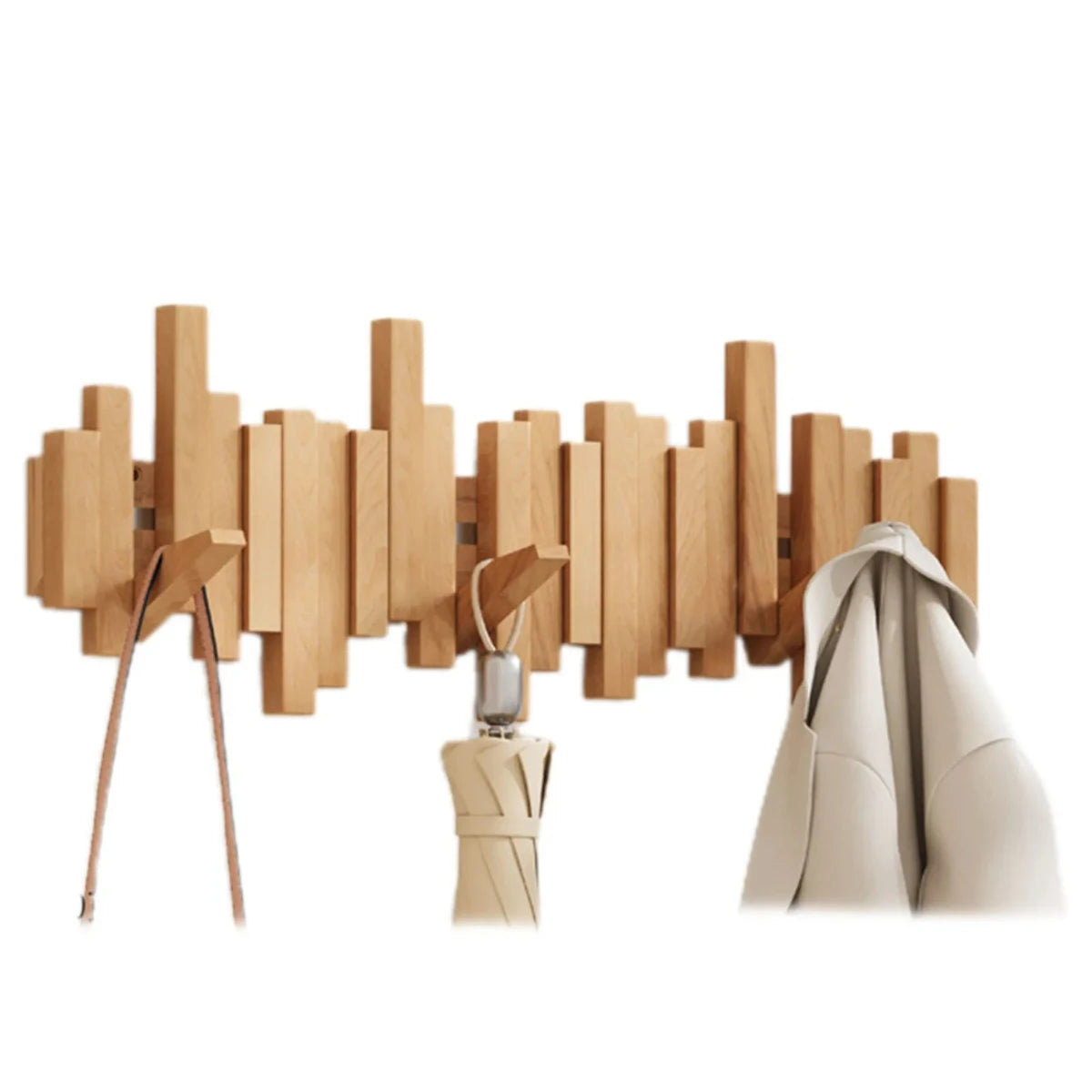 Elegant Wooden Coat Rack Piano Style - Walnut & Beech
