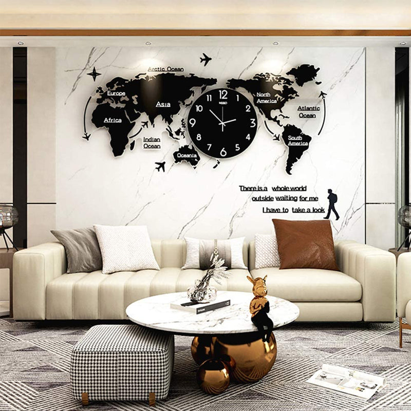 Elegant World Map Wall Clock in Retro Design 60cm