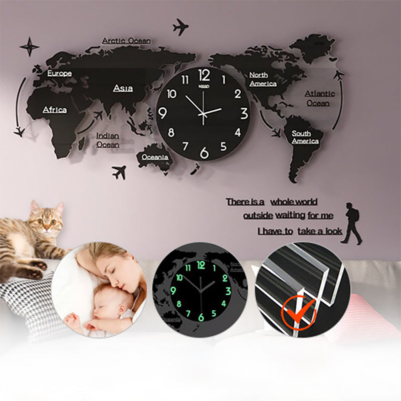 Elegant World Map Wall Clock in Retro Design 60cm