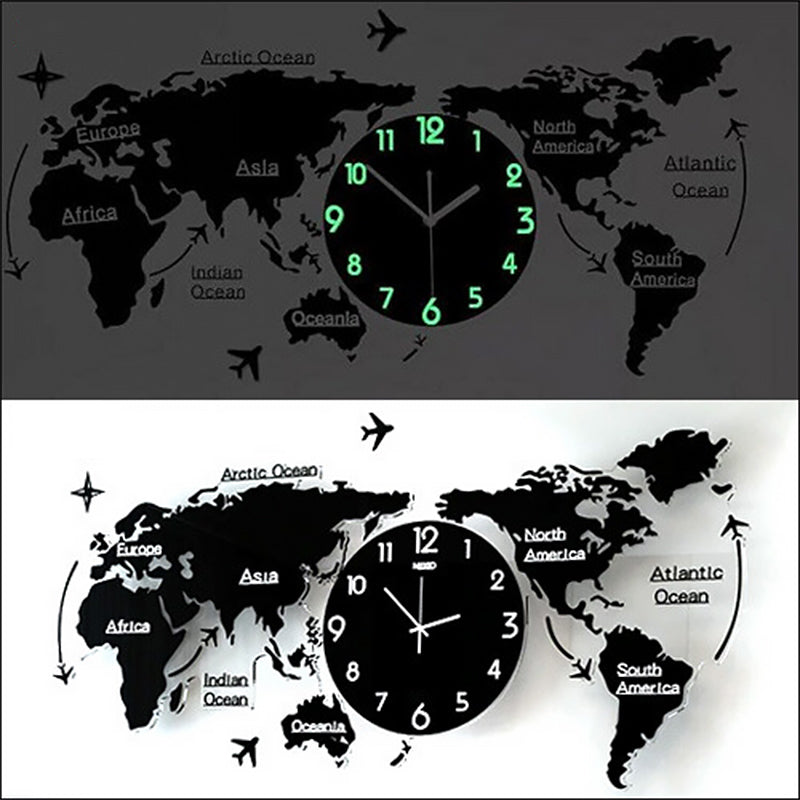 Elegant World Map Wall Clock in Retro Design 60cm