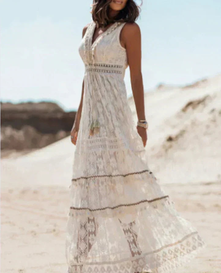 Elowynn Boho Dress - Elegant & Dreamy V-Neck Design