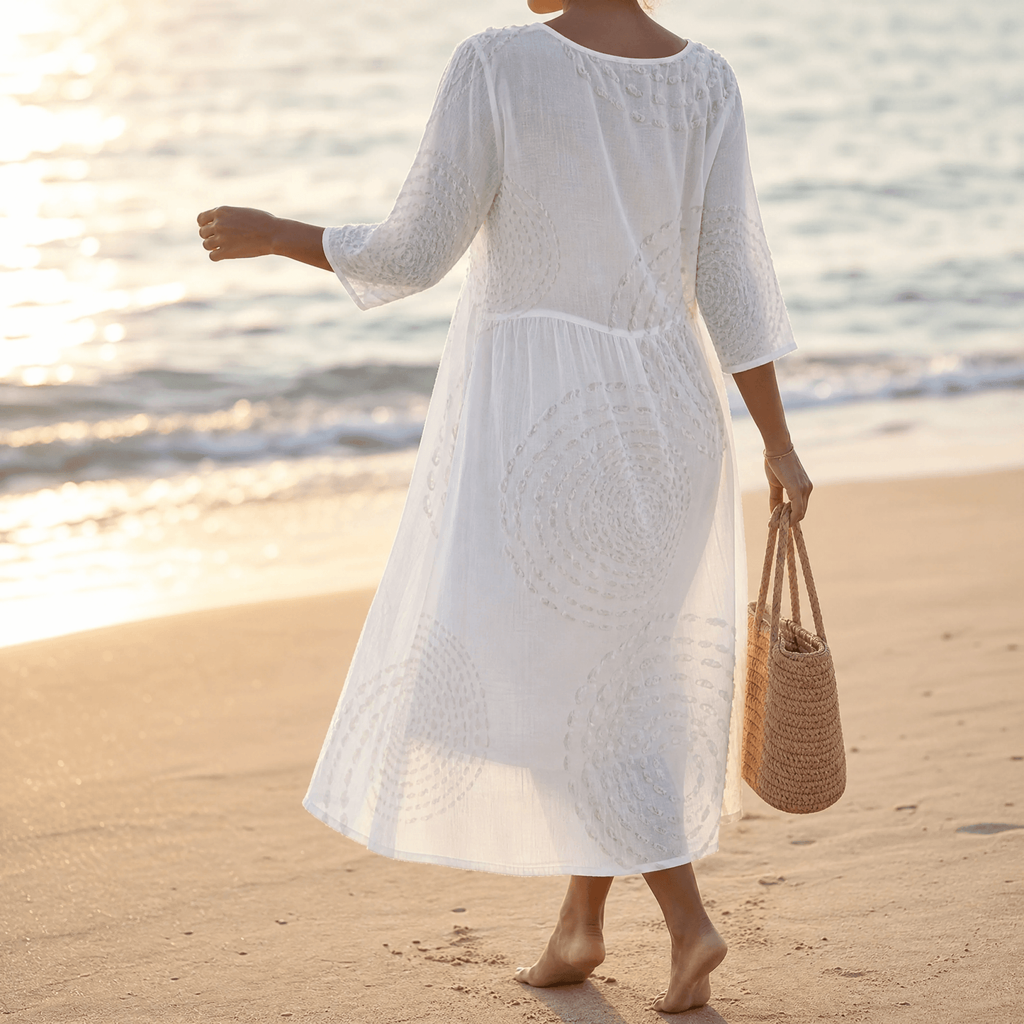 Embossed Texture Midi Dress