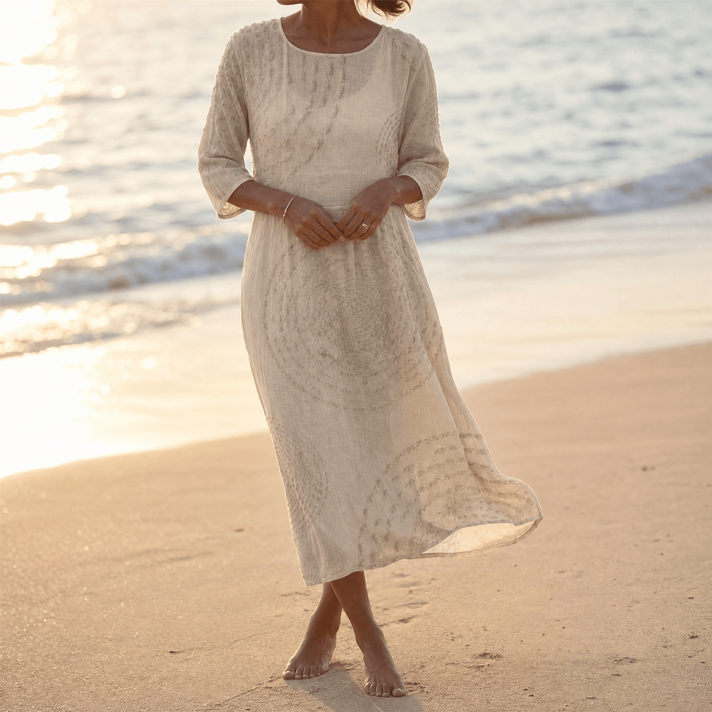 Embossed Texture Midi Dress