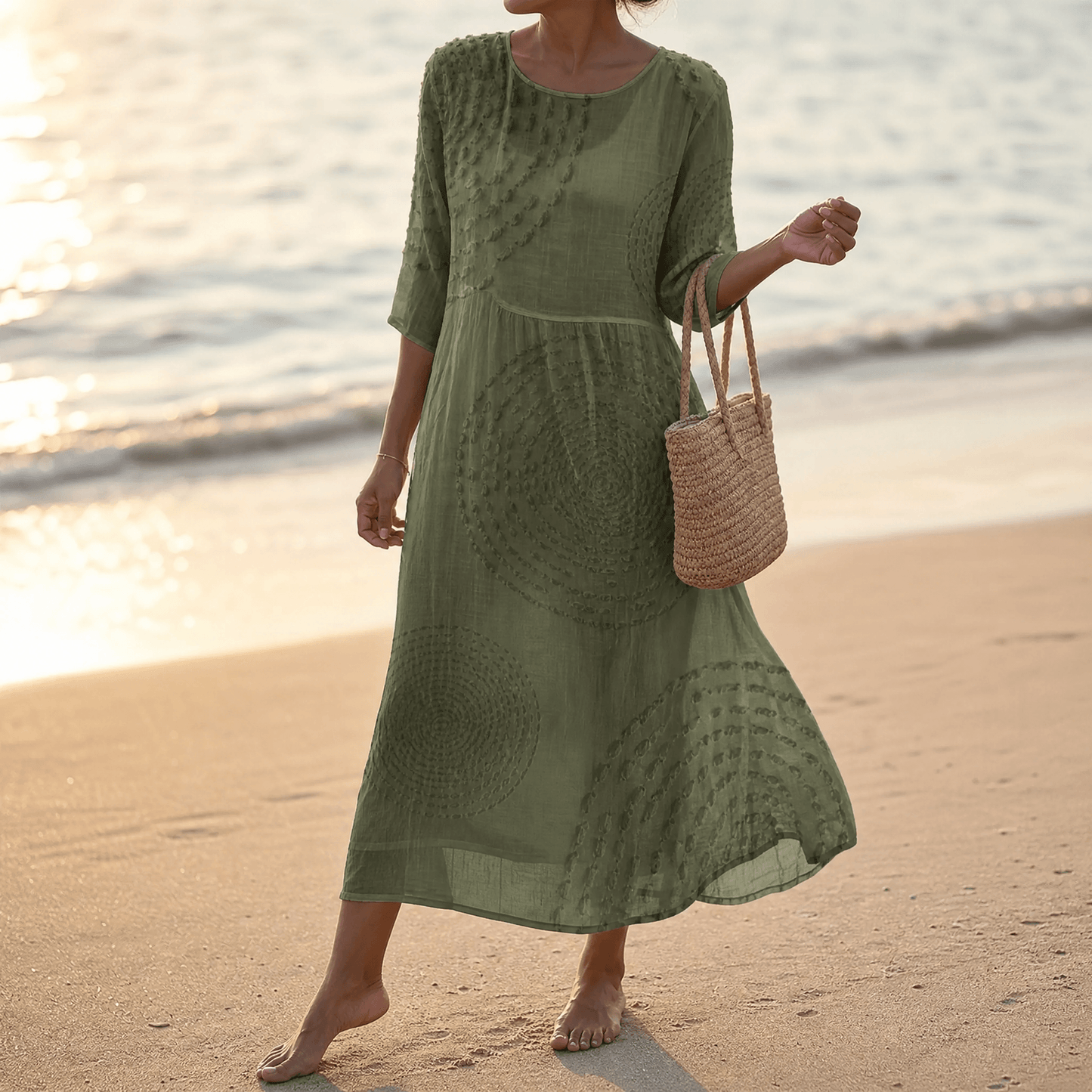 Embossed Texture Midi Dress