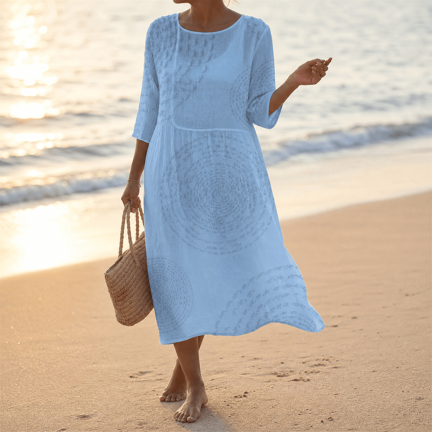 Embossed Texture Midi Dress
