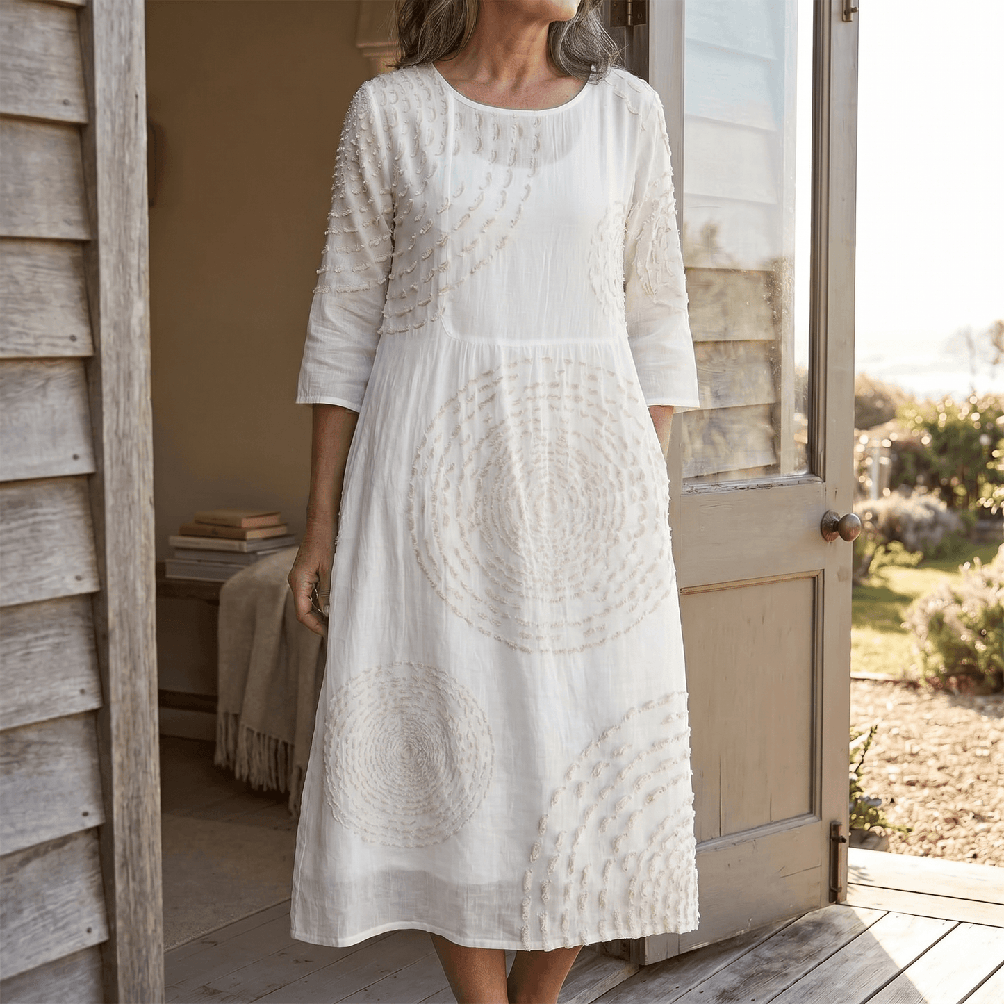 Embossed Texture Midi Dress