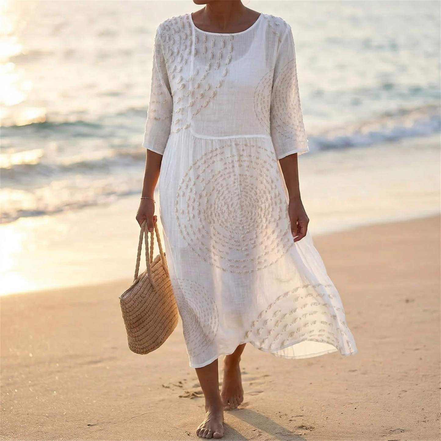Embossed Texture Midi Dress