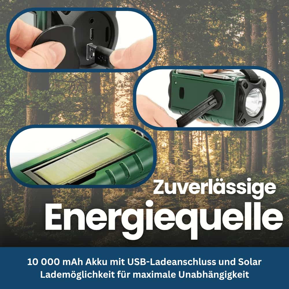 Emergency Solar Crank Radio Flashlight