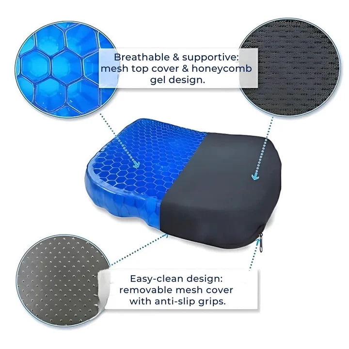Ergonomic Gel Seat Cushion – Relieves Tailbone & Lower Back Pain
