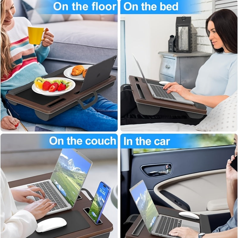 Ergonomic Laptop Holder with Wrist Support and Device Slots