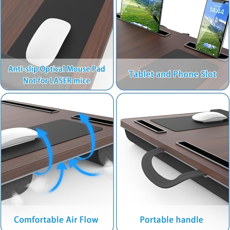 Ergonomic Laptop Holder with Wrist Support and Device Slots