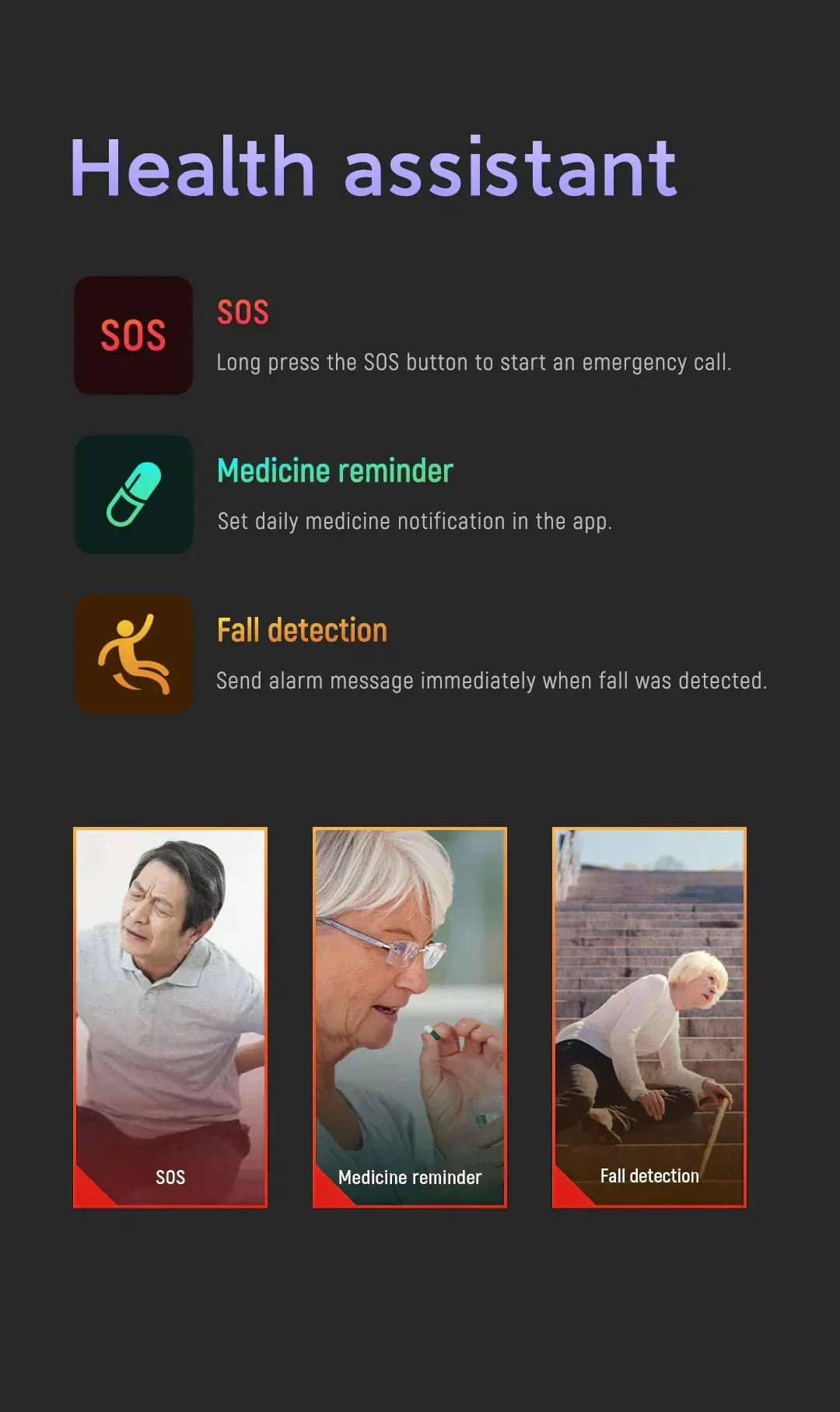 Fall Detection Smartwatch for Seniors - 4G Medical Alarm with GPS & SOS Smartwatch