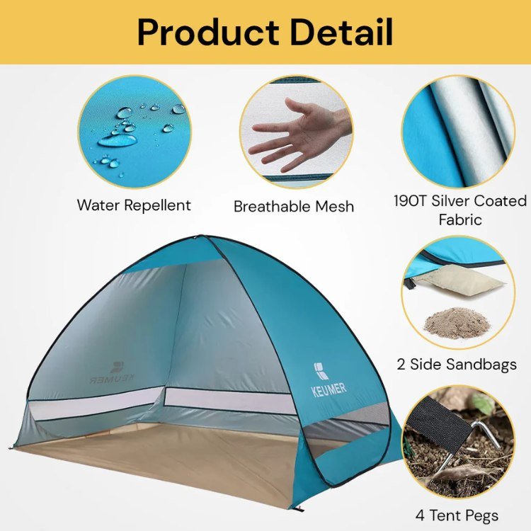 Family Pop-Up Beach Tent with UV and Wind Protection