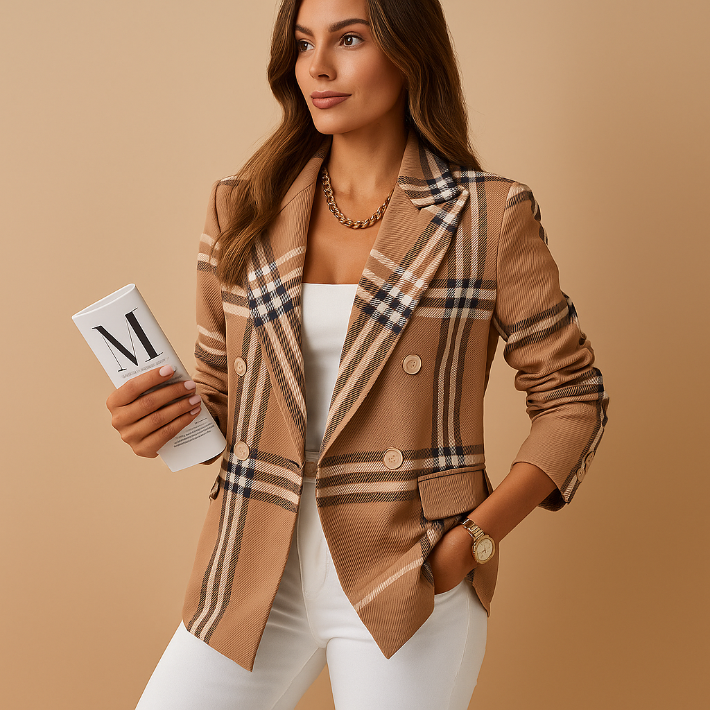 Fitted women's blazer with functional pockets – elegant black blazer for women in classic shades