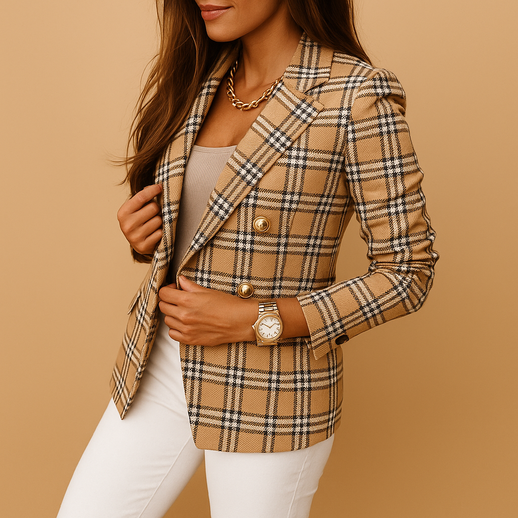 Fitted women's blazer with functional pockets – elegant black blazer for women in classic shades