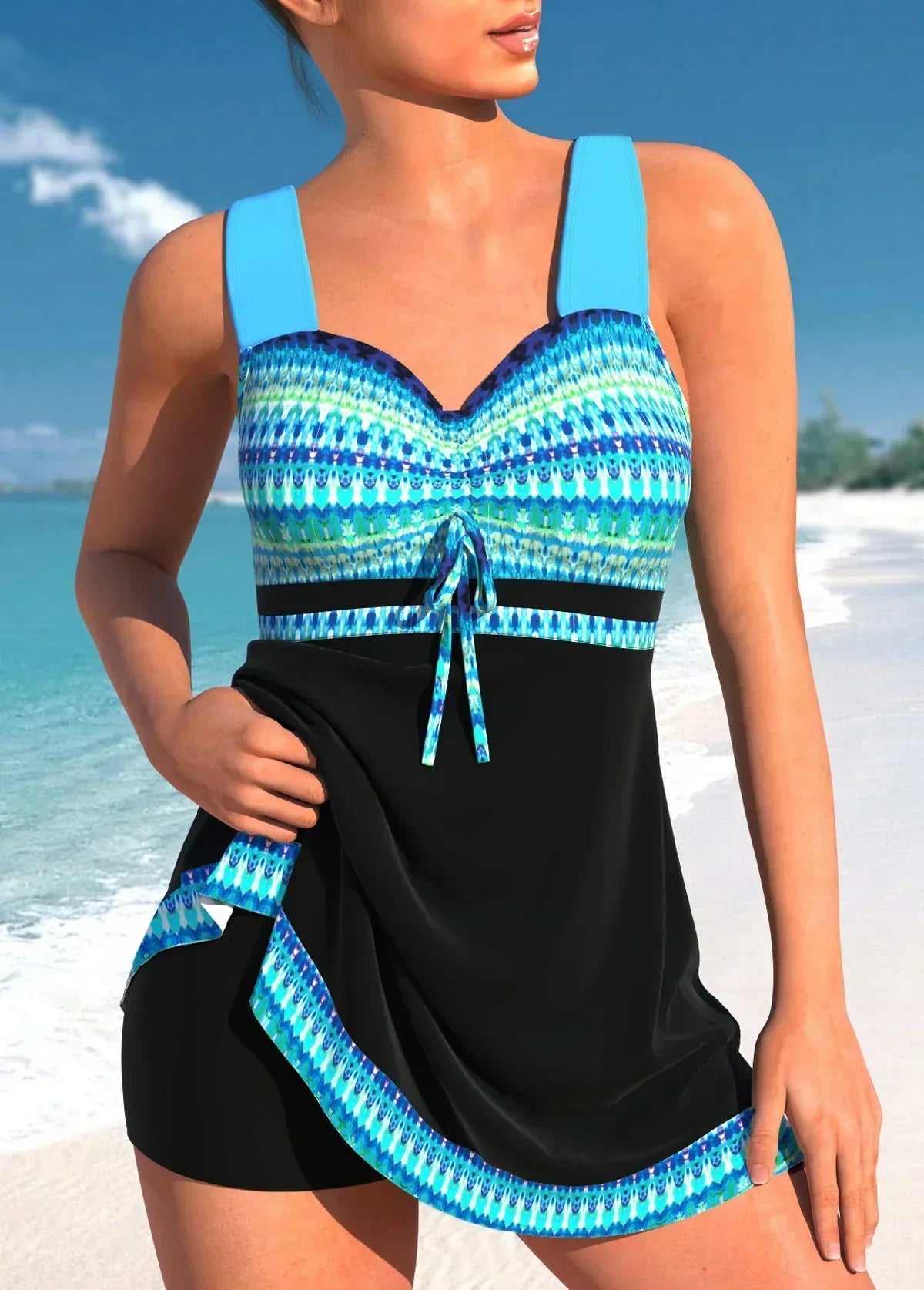 Flattering Swimsuit with Skirted Overlay