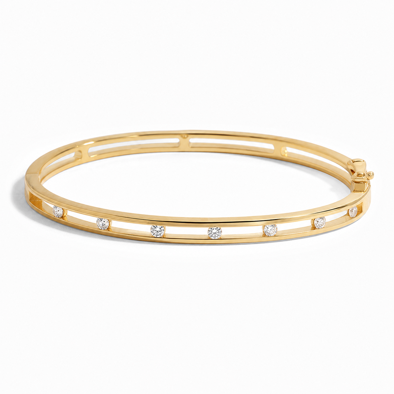 Floating Crystal Gold Bangle Bracelet