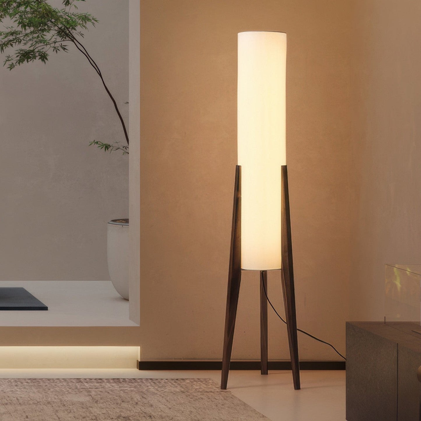 Floor Lamp Walnut Wood Scandinavian Style