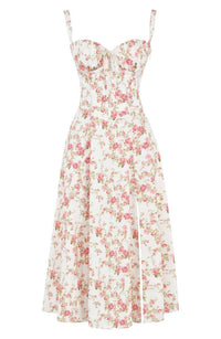 Floral Bustier Dress with Waist Shaping