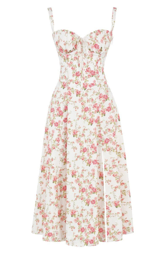Floral Bustier Dress with Waist Shaping
