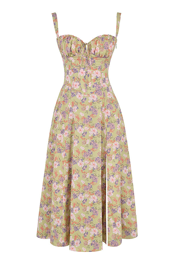 Floral Bustier Dress with Waist Shaping