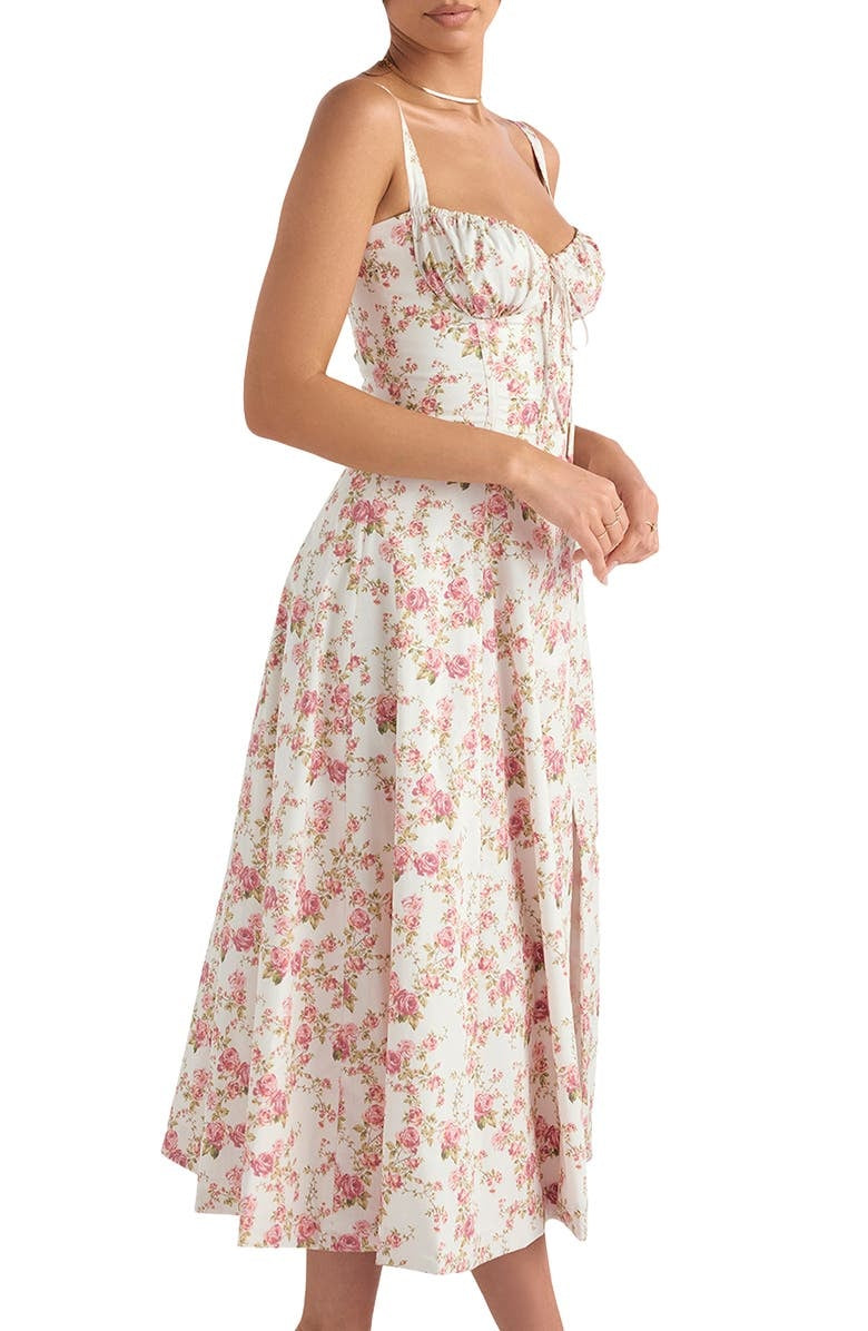 Floral Bustier Dress with Waist Shaping