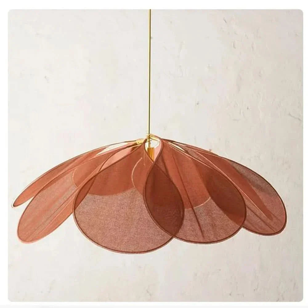 Floral Pendant Light with Warm Fabric Shade