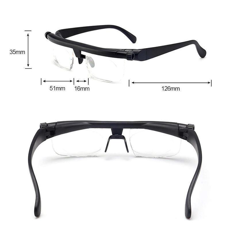 Focusing Reading Glasses Unisex | Adjustable Zoom Lens | Black