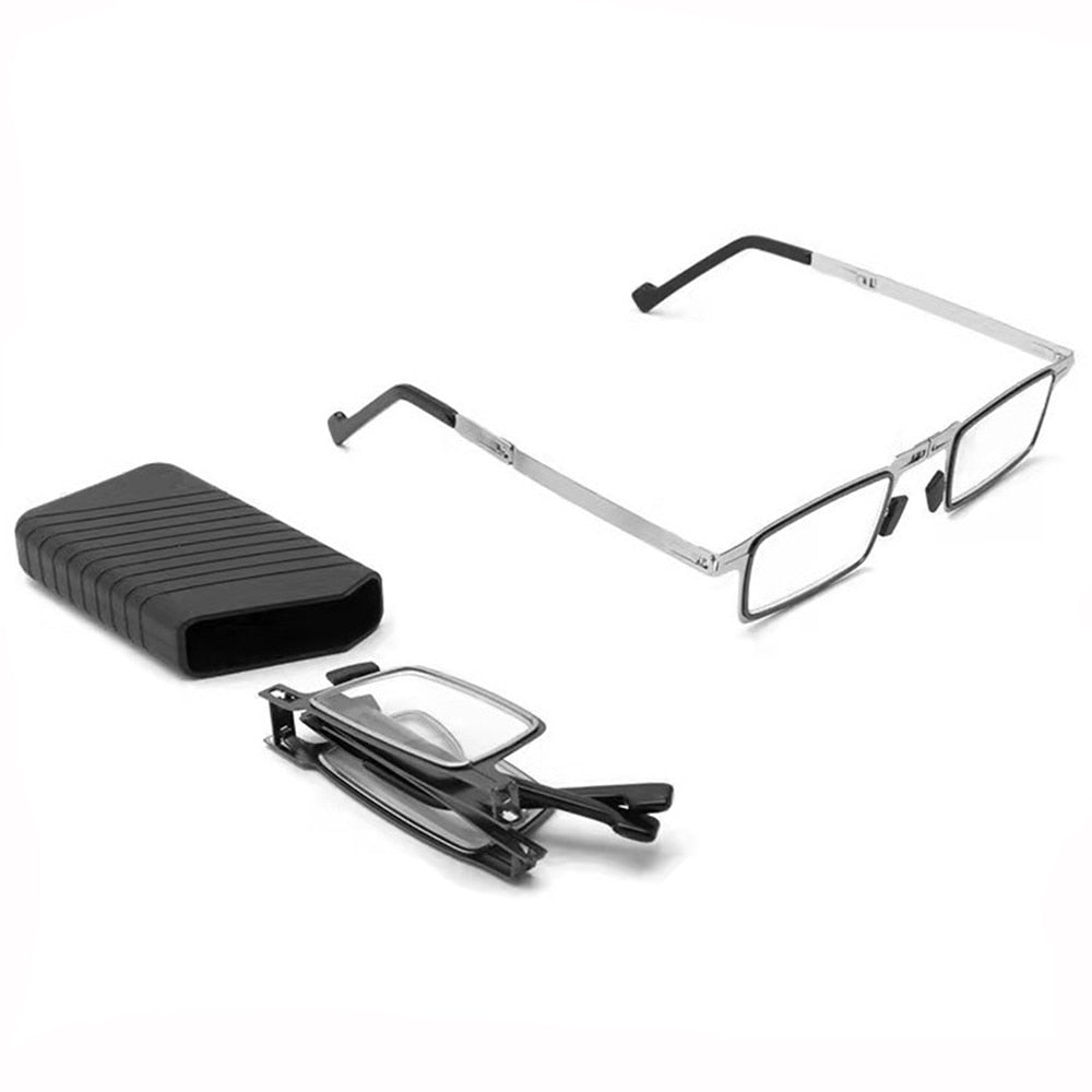 Foldable Reading Glasses with Scratch-Resistant Lenses and Case