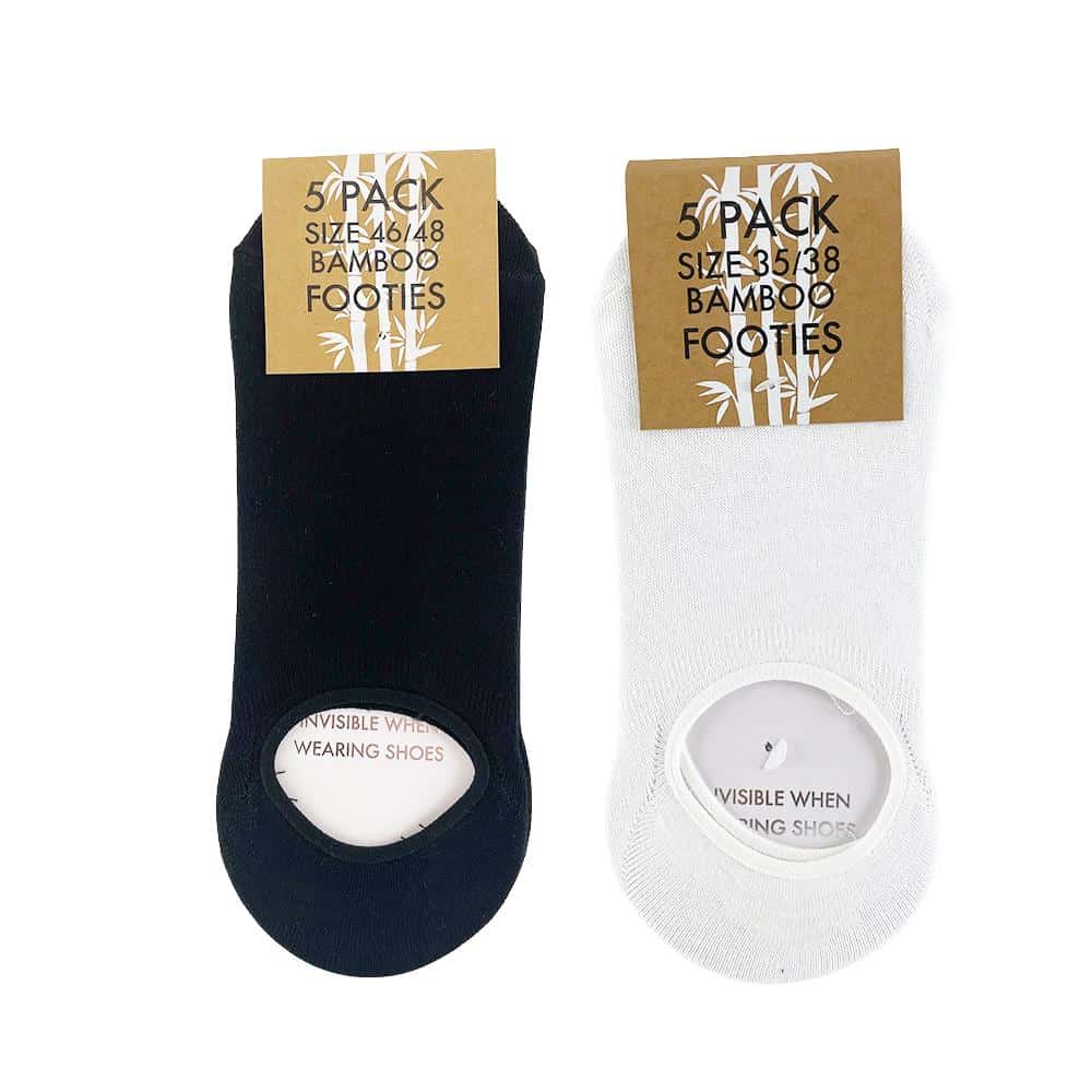 Footies 5 pairs (black or white)