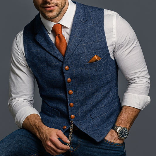 Formal V-Neck Vest - Double-Breasted and Timeless Elegance